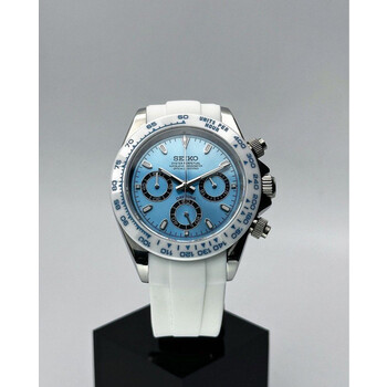 Custom Seiko Mod • White Ice Blue Daytona • 39.5mm